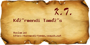 Körmendi Tamás névjegykártya